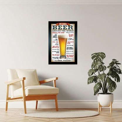 How to Order Beer Around the World Poster | Informational Chart | Bar Wall Decor