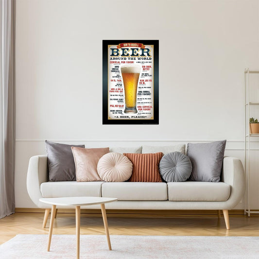 How to Order Beer Around the World Poster | Informational Chart | Bar Wall Decor