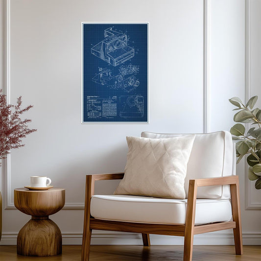 Instant Film Camera Patent Blueprint | Retro Photography Tech | Vintage Wall Art Poster - Vintage & Retro Poster