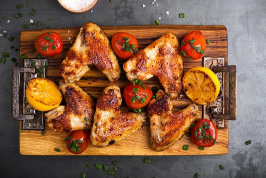 Roast Chicken Wings on a Cutting Board | Food Photography Print | Kitchen Wall Art Poster - Photography Poster