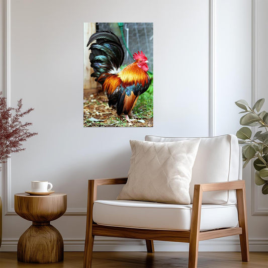 Malaysian Serama Rooster Photo | Colorful Bird Portrait | Farm Animal Photography - Photography Poster