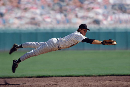 Baseball Player Diving Catch | Action Sports Photography | Game Winning Play Poster - Sports Poster