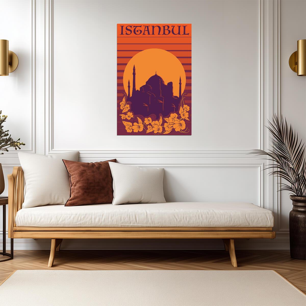 Istanbul, Hagia Sophia | Orange Retro Travel Poster | Vintage Turkish Landmark Art - Vintage & Retro Poster