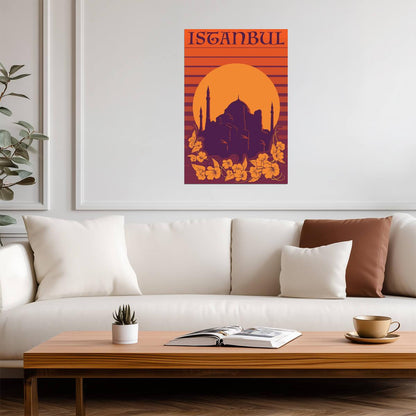 Istanbul, Hagia Sophia | Orange Retro Travel Poster | Vintage Turkish Landmark Art - Vintage & Retro Poster