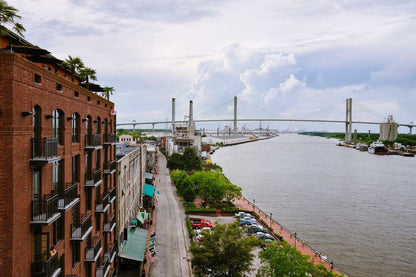 Savannah Georgia Waterfront with Talmadge Bridge | Cityscape Photography Poster - Photography Poster