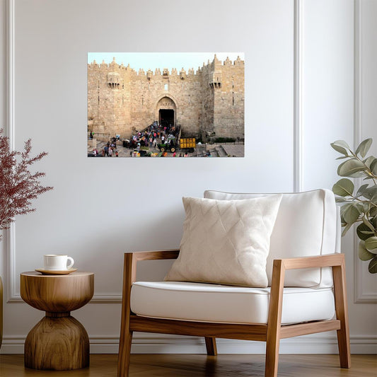 Street Scene at Damascus Gate in Jerusalem | Israel Photography | Urban Travel Poster - Photography Poster