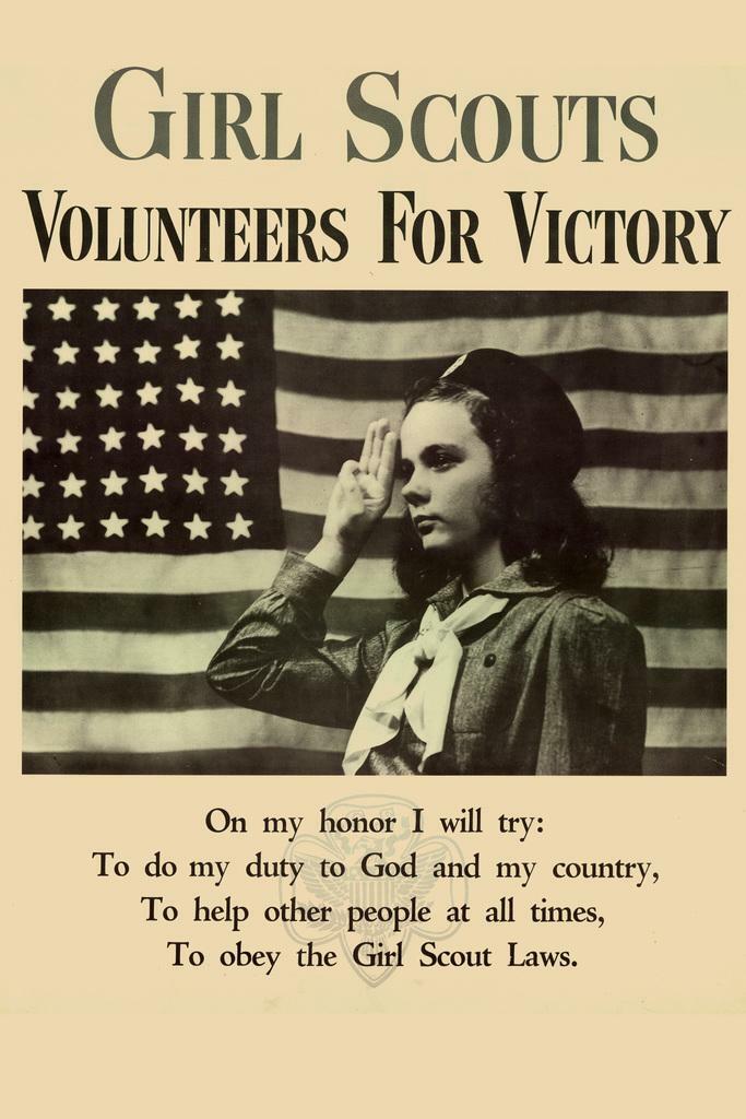 "Girl Scouts Volunteers For Victory" | WWII Propaganda Poster | Vintage Americana Art - Vintage & Retro Poster