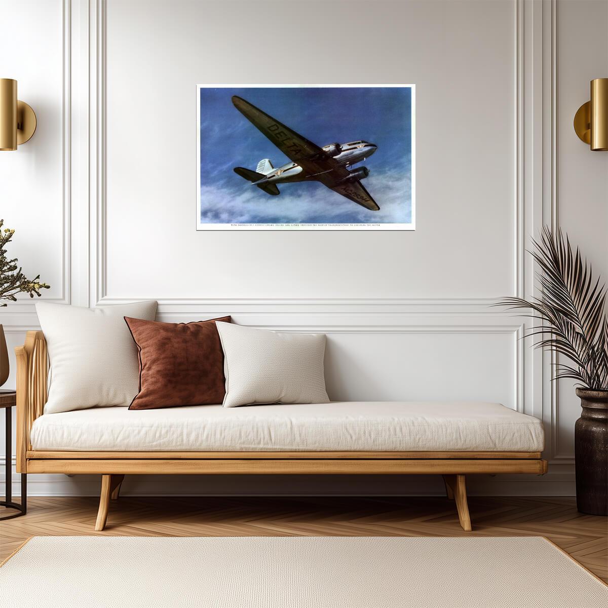 Delta Air Lines | Douglas Luxury Liners | Vintage Travel Poster - Vintage & Retro Poster