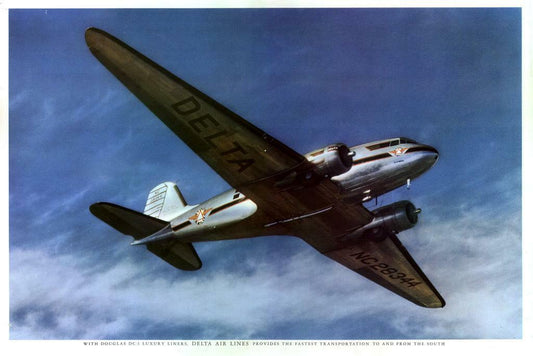 Delta Air Lines | Douglas Luxury Liners | Vintage Travel Poster - Vintage & Retro Poster