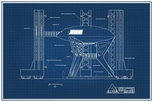 Lost in Space Launch Pad Blueprint | Jupiter 2 Spaceship Poster | Sci-Fi Wall Art - Movies & TV Poster