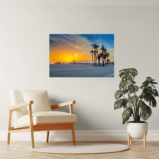 Venice Beach Ferris Wheel Sunset Poster | California Photography | Coastal Wall Art