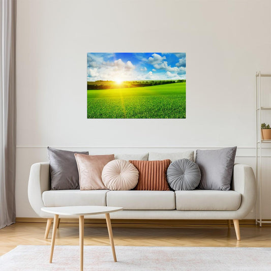 Sunrise Wheat Field Poster | Farm Photography | Rural Landscape Wall Art