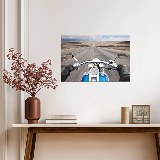 Open Road from a Motorcycle's Perspective | Biker Photography | Adventure Travel Poster - Cars Poster