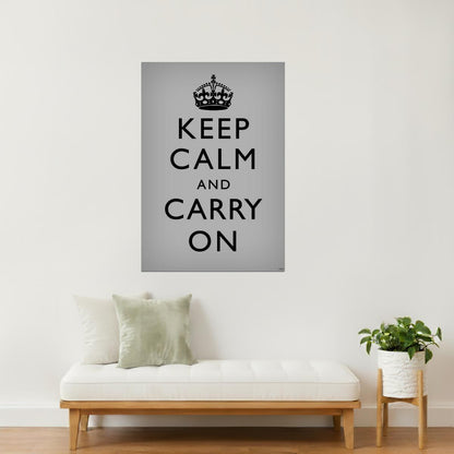 Keep Calm and Carry On | Classic Motivational Poster (Gray)