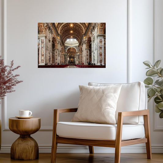 Interior of St. Peter's Basilica in Rome | Vatican City Photography | Religious Architecture Poster - Photography Poster