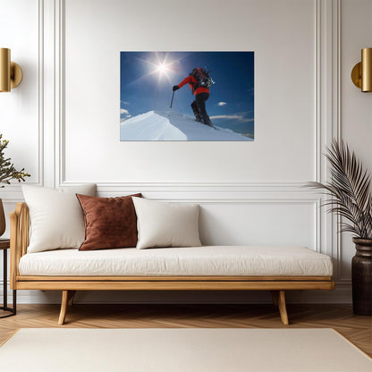 Lone Climber Reaching a Mountain Top | Inspirational Photography | Motivational Adventure Poster - Sports Poster