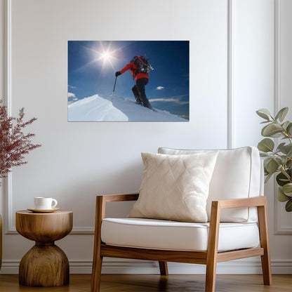 Lone Climber Reaching a Mountain Top | Inspirational Photography | Motivational Adventure Poster - Sports Poster