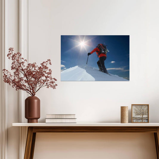 Lone Climber Reaching a Mountain Top | Inspirational Photography | Motivational Adventure Poster - Sports Poster