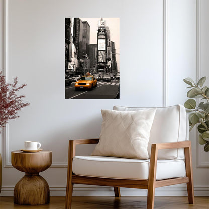Yellow Taxi in Times Square | New York City Photography | Urban Motion Poster - Photography Poster