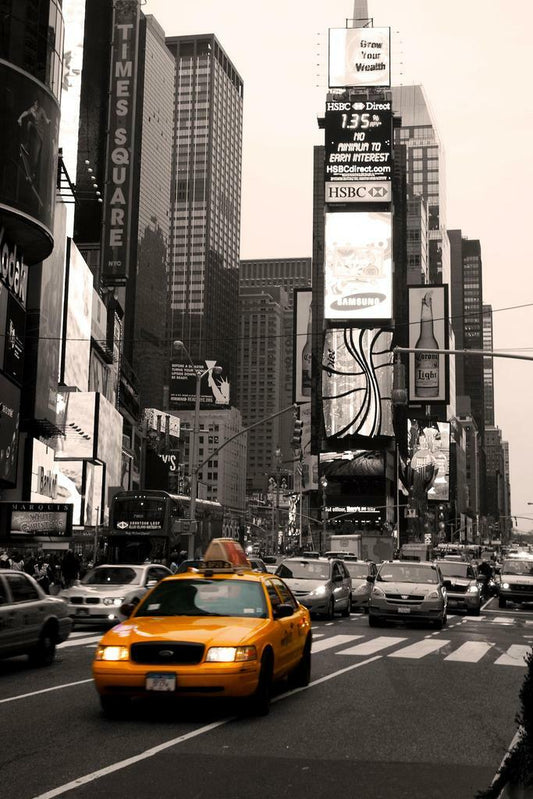 Yellow Taxi in Times Square | New York City Photography | Urban Motion Poster - Photography Poster