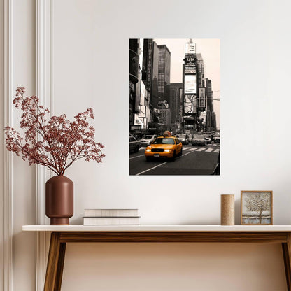 Yellow Taxi in Times Square | New York City Photography | Urban Motion Poster - Photography Poster