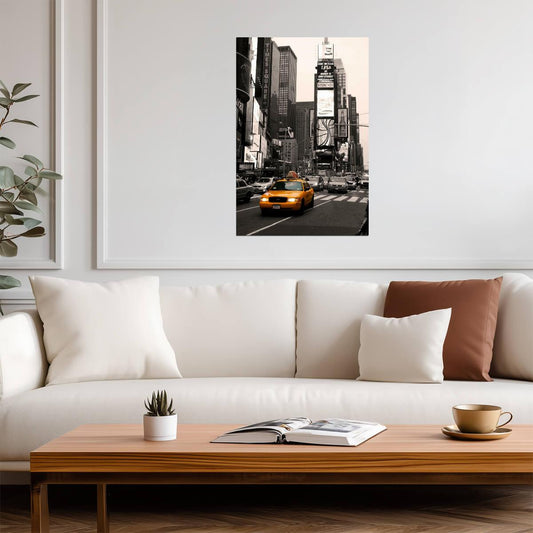 Yellow Taxi in Times Square | New York City Photography | Urban Motion Poster - Photography Poster