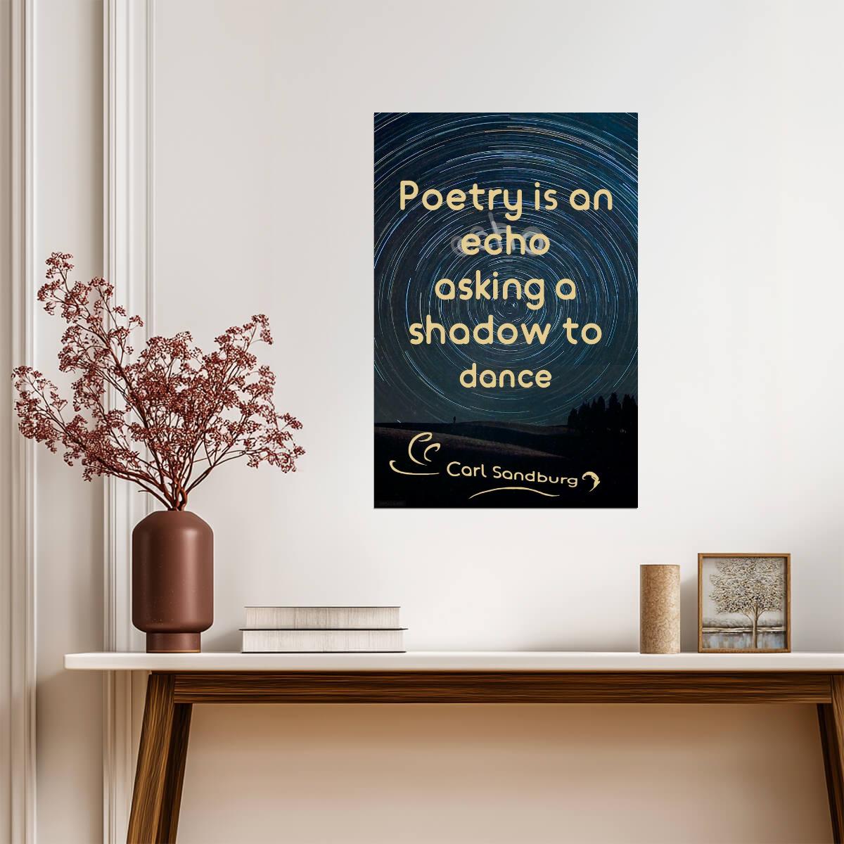 Poetry Is An Echo Asking a Shadow to Dance | Carl Sandburg Quote Poster | Literary Wall Art - Type & Quotes Poster