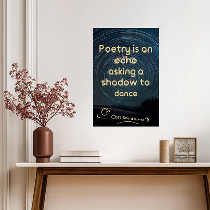 Poetry Is An Echo Asking a Shadow to Dance | Carl Sandburg Quote Poster | Literary Wall Art - Type & Quotes Poster