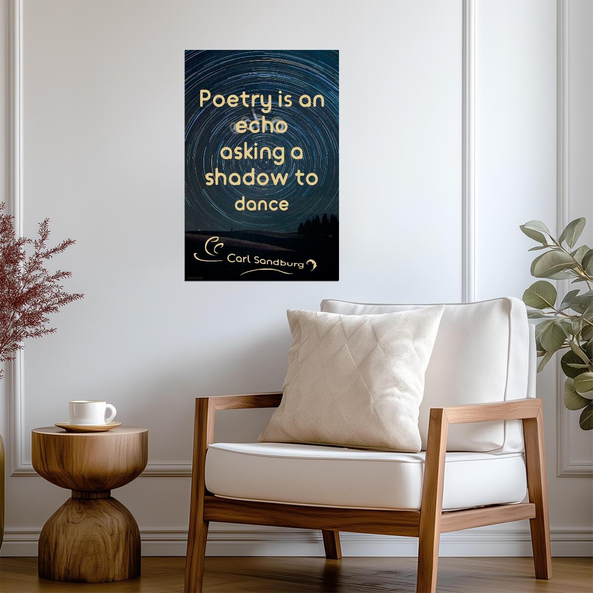 Poetry Is An Echo Asking a Shadow to Dance | Carl Sandburg Quote Poster | Literary Wall Art - Type & Quotes Poster
