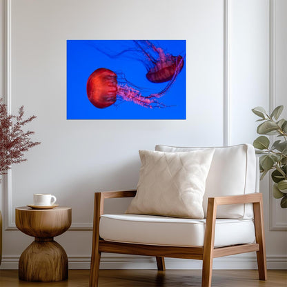 Graceful Jellyfish Swimming Underwater | Marine Life Photography | Ocean Poster - Photography Poster