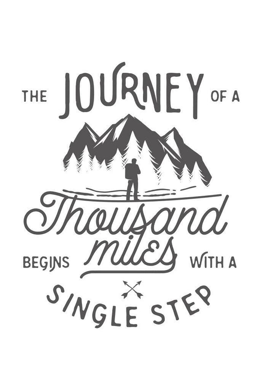 The Journey of a Thousand Miles Begins with a Single Step | Motivational Quote Poster