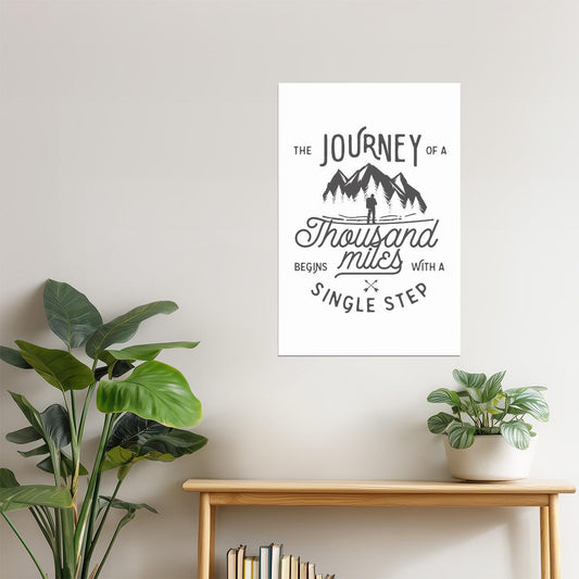 The Journey of a Thousand Miles Begins with a Single Step | Motivational Quote Poster