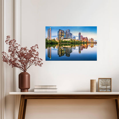 Austin Texas Skyline from Lady Bird Lake | Cityscape Photography | Urban Poster - Photography Poster