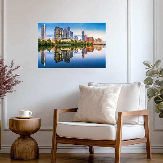 Austin Texas Skyline from Lady Bird Lake | Cityscape Photography | Urban Poster - Photography Poster