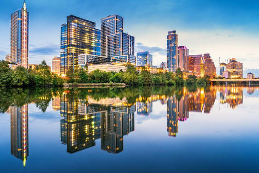 Austin Texas Skyline from Lady Bird Lake | Cityscape Photography | Urban Poster - Photography Poster