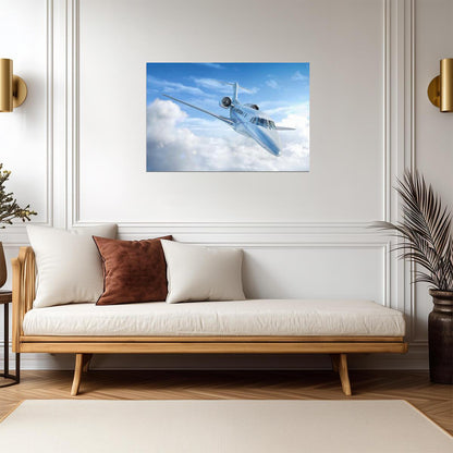 Private Jet Flying Through the Clouds | Aviation Photography | Luxury Travel Poster - Cars Poster