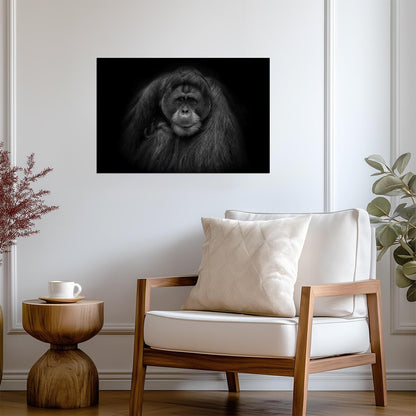 Orangutan Portrait in Black and White | Primate Photography | Animal Poster - Photography Poster
