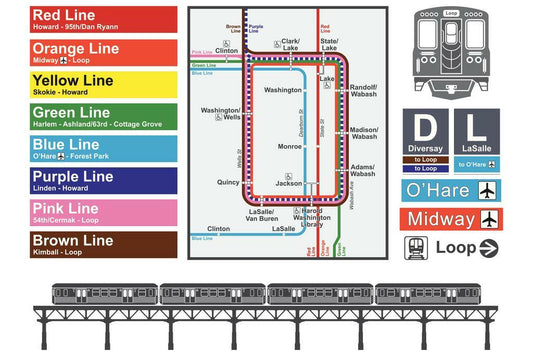 Chicago Map | Downtown Transit and Rail Lines Poster