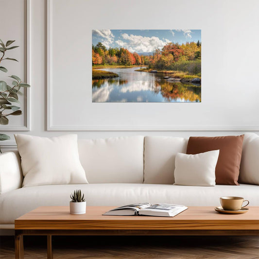 Maine River with Colorful Fall Foliage | Autumn Landscape Photography | Nature Poster - Photography Poster