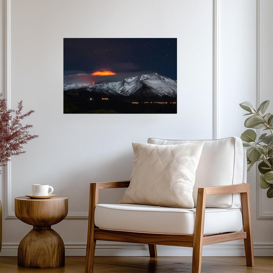 Mount Etna Volcano Eruption in Sicily | Italy Photography | Natural Phenomenon Poster - Photography Poster