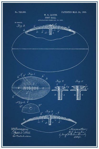 American Football Patent Blueprint | Vintage Sports Poster | Game Room Wall Art - Vintage & Retro Poster