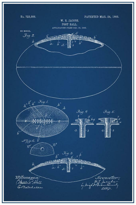 American Football Patent Blueprint | Vintage Sports Poster | Game Room Wall Art - Vintage & Retro Poster