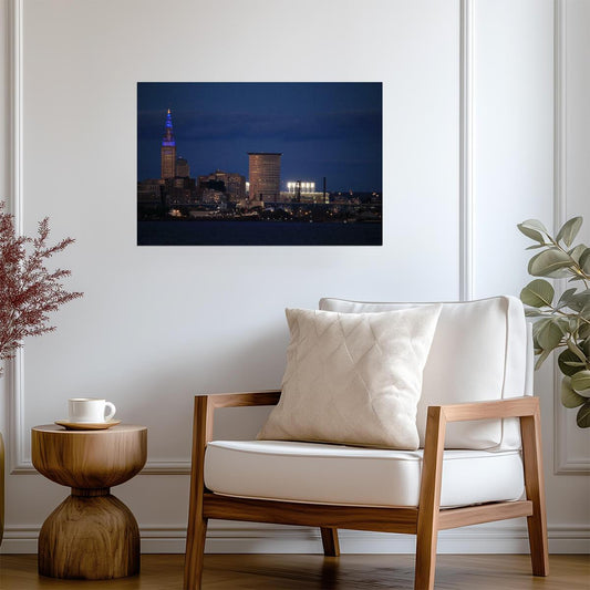 Cleveland Skyline with Progressive Field | Ohio Cityscape Photography | Baseball Stadium Poster - Photography Poster