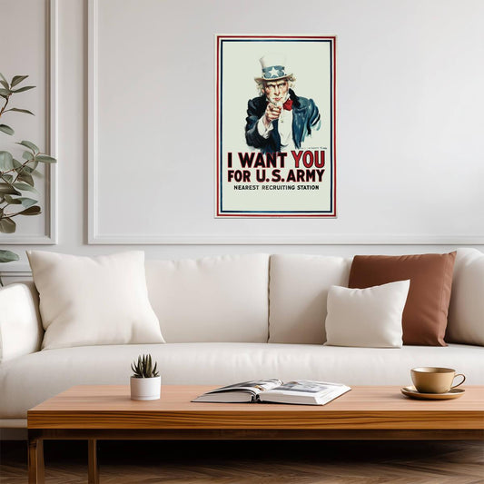 Uncle Sam "I Want You For The Army" | Vintage Propaganda Poster | WPA War Effort Art