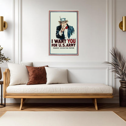 Uncle Sam "I Want You For The Army" | Vintage Propaganda Poster | WPA War Effort Art