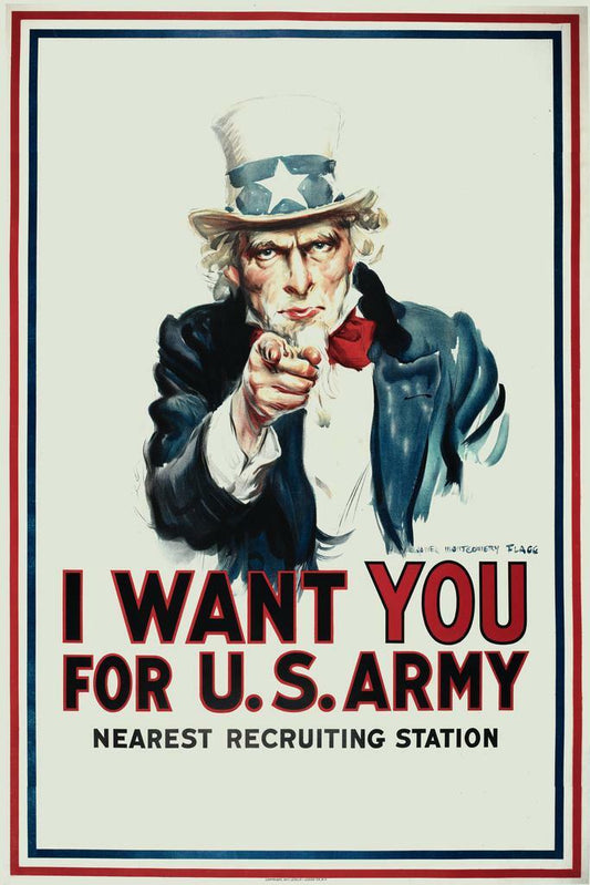 Uncle Sam "I Want You For The Army" | Vintage Propaganda Poster | WPA War Effort Art