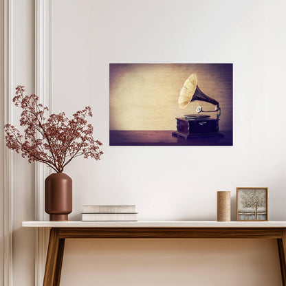 Vintage Gramophone Phonograph | Getting Lost in the Music | Retro Audiophile Poster - Vintage & Retro Poster