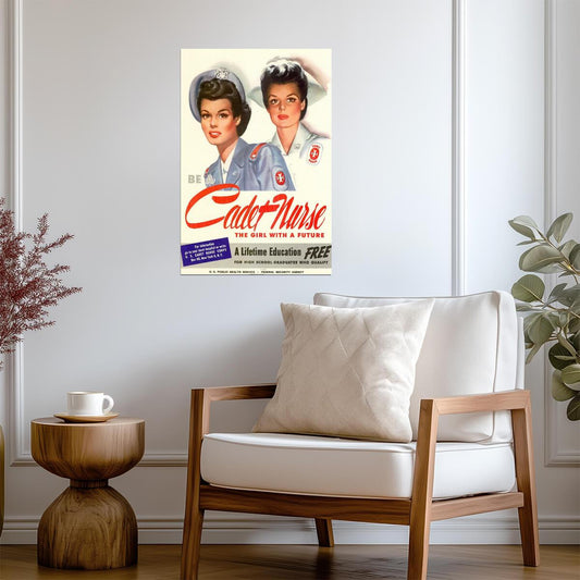 "Be a Cadet Nurse, The Girl With a Future" | WWII Recruitment Poster | Propaganda Art - Vintage & Retro Poster