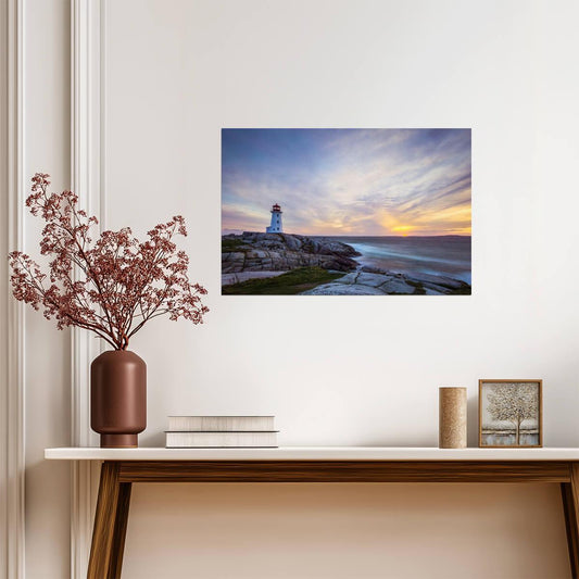 Peggy's Cove Lighthouse at Dusk | Nova Scotia Photography | Canadian Landmark Poster - Photography Poster