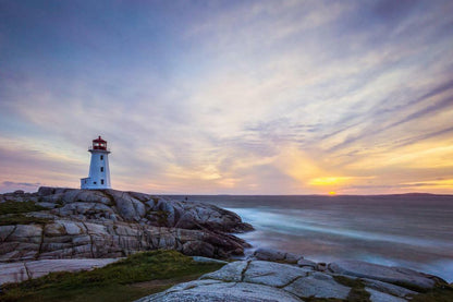Peggy's Cove Lighthouse at Dusk | Nova Scotia Photography | Canadian Landmark Poster - Photography Poster